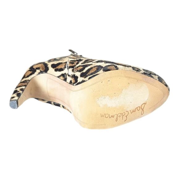 SAM EDELMAN Kit Leopard Print Calf Fur Ankle Boot Size 7.5M - Picture 8 of 9